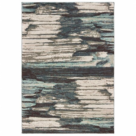 Palacedesigns 7 x 10 ft. Ivory Blue Gray Abstract Layers Indoor Area Rug - Blue - 7 x 10 ft. PA3094093